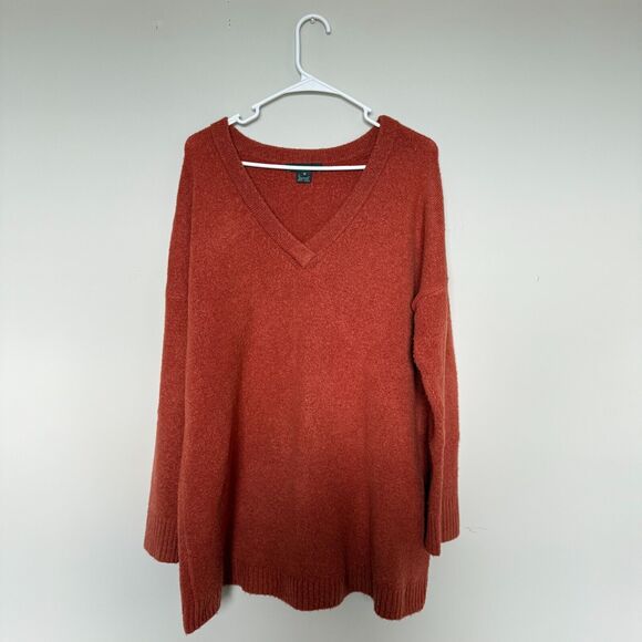French Connection Womens Wool Sweater Medium Orange V Neck Capsule Oversized - Picture 1 of 5